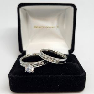 New stylish two piece silver womens wedding band ring